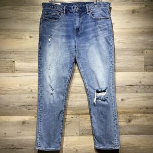 GAP Slim Jeans Men’s 34x30 W34 L29 Blue Stretch GAPFLEX Mid-Rise Distressed